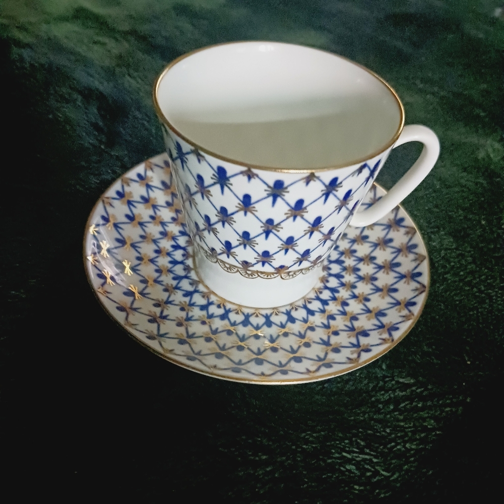 Russian Teacup & Saucer,22 K Gold Trim is Made By IPM In St Petersburg Russia